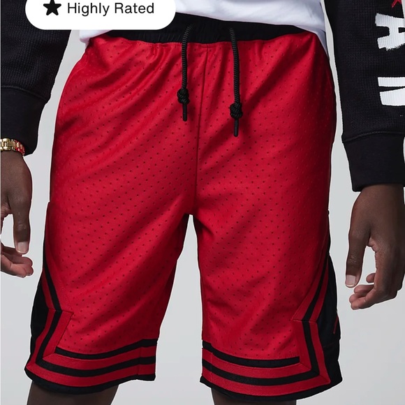 NWT Boys Nike Jordan Air Dri-FIT Diamond Shorts Gym Red Black - Large - Picture 3 of 9